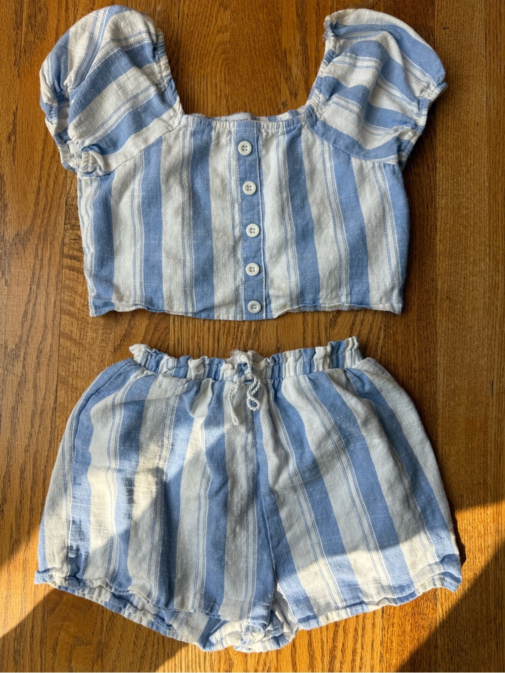 Olivia Sky Blue & White Striped Two-Piece Set